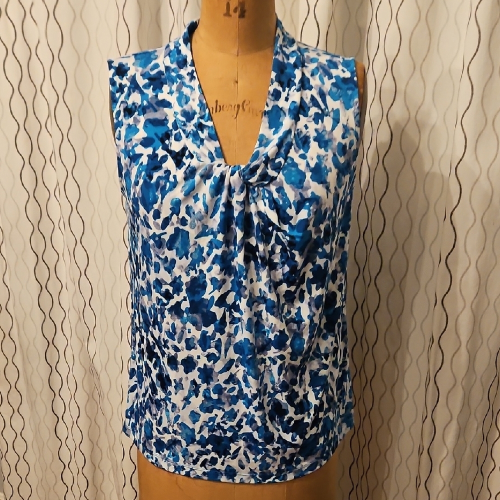 Calvin Klein Blue and White Patterned Blouse